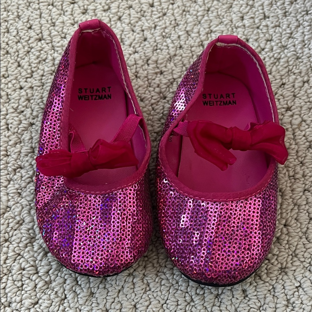 Stuart Weitzman Fuchsia Sequin Baby Dress Shoes